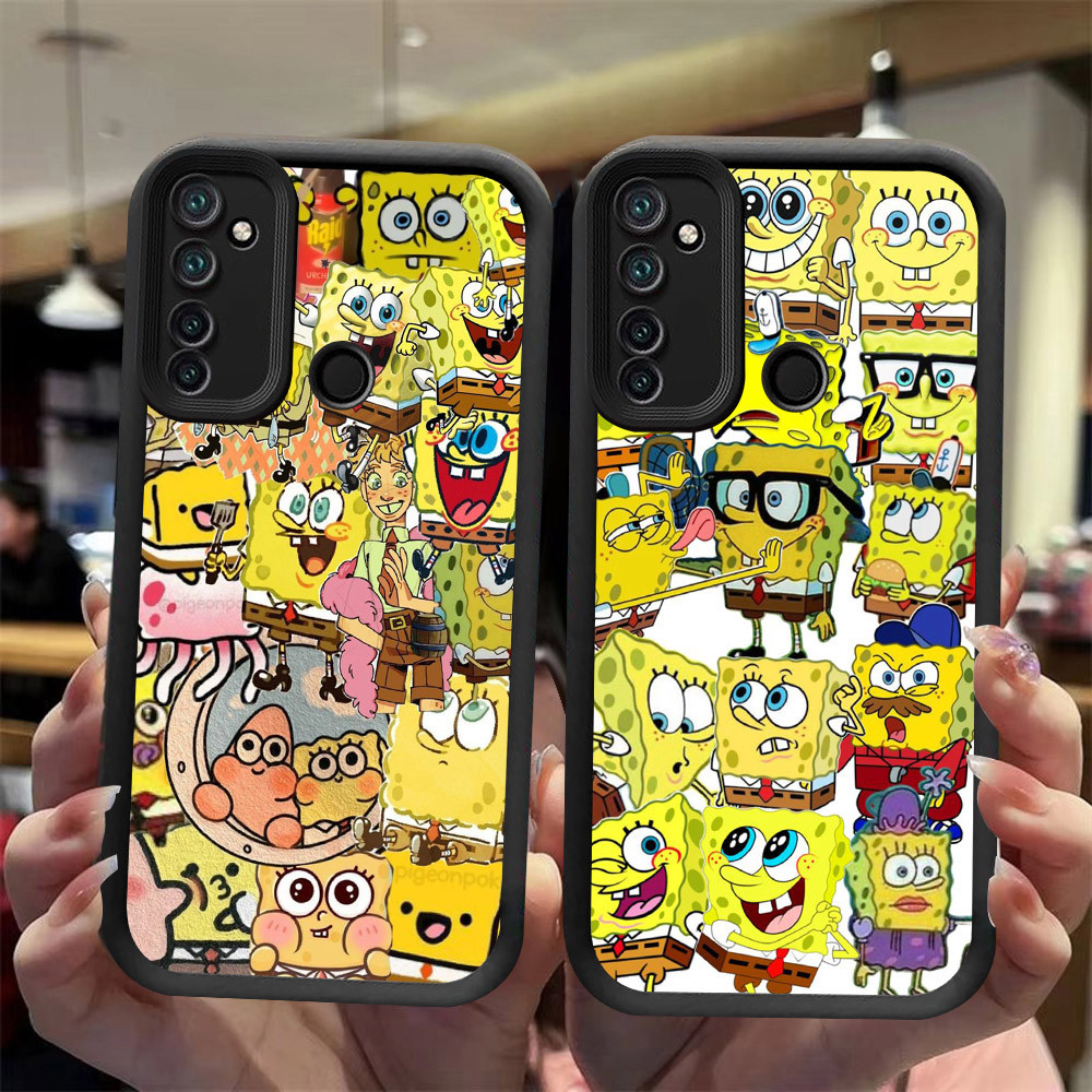J-22 Spongebob ดำขาวชมพูเคสโทรศัพท์หรับ Realme 5S Q 5 7i 5i C17 Pro