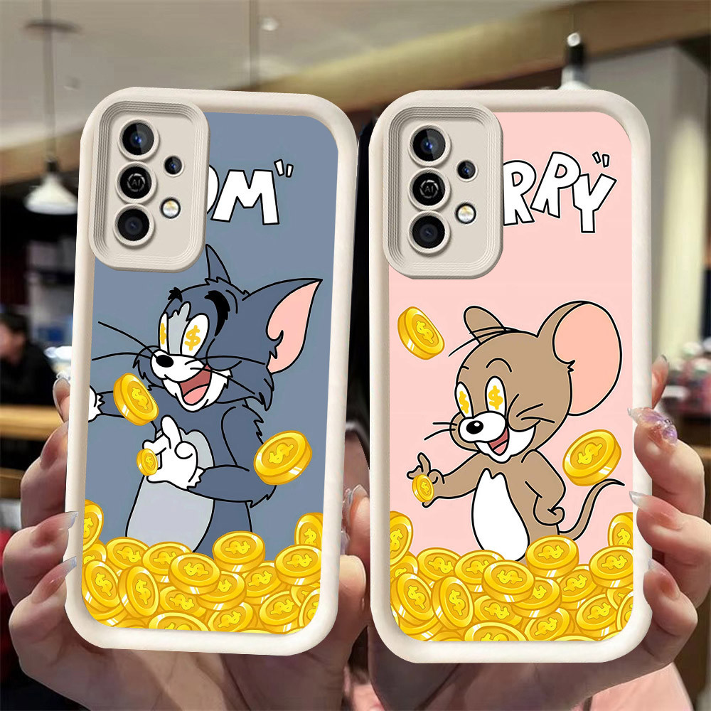J-27 Cat gold Mouse ดำขาวชมพูเคสโทรศัพท์หรับ Samsung A52 A32 A23 A53 A13 A52S A33 5G