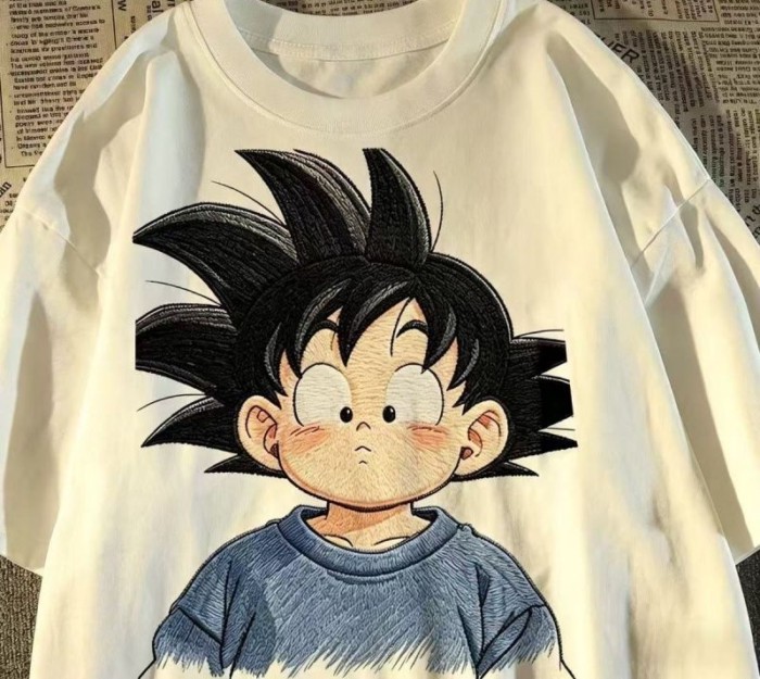 Dragon Ball Kid Goku พิมพ์เสื้ออะนิเมะการ์ตูนแขนสั้นหลวมผ้าฝ้าย Tee Unisex Streetwear