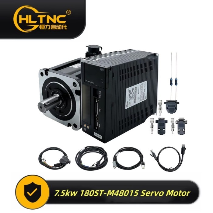 7.5KW Servo Motor 180ST 48N.m 6857ozin MAX96N.m 380V 1500RPM +Servo Drive T3A with RS485 380VAC +20