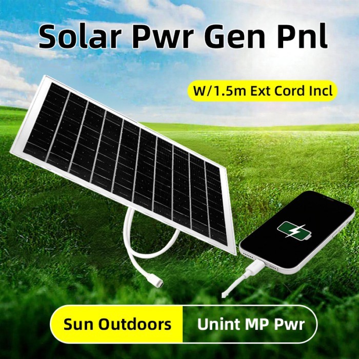 5V15W Monocrystalline Silicon Solar Panel Mobile Phone Charger Outdoor Waterproof Belt Power Genera