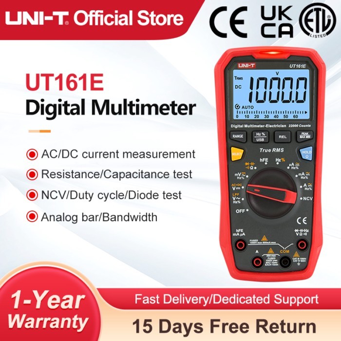 UNI-T Professional Multimeter Digital UT161E UT161D UT161B 1000V DC AC Voltmeter Capacitance Tester