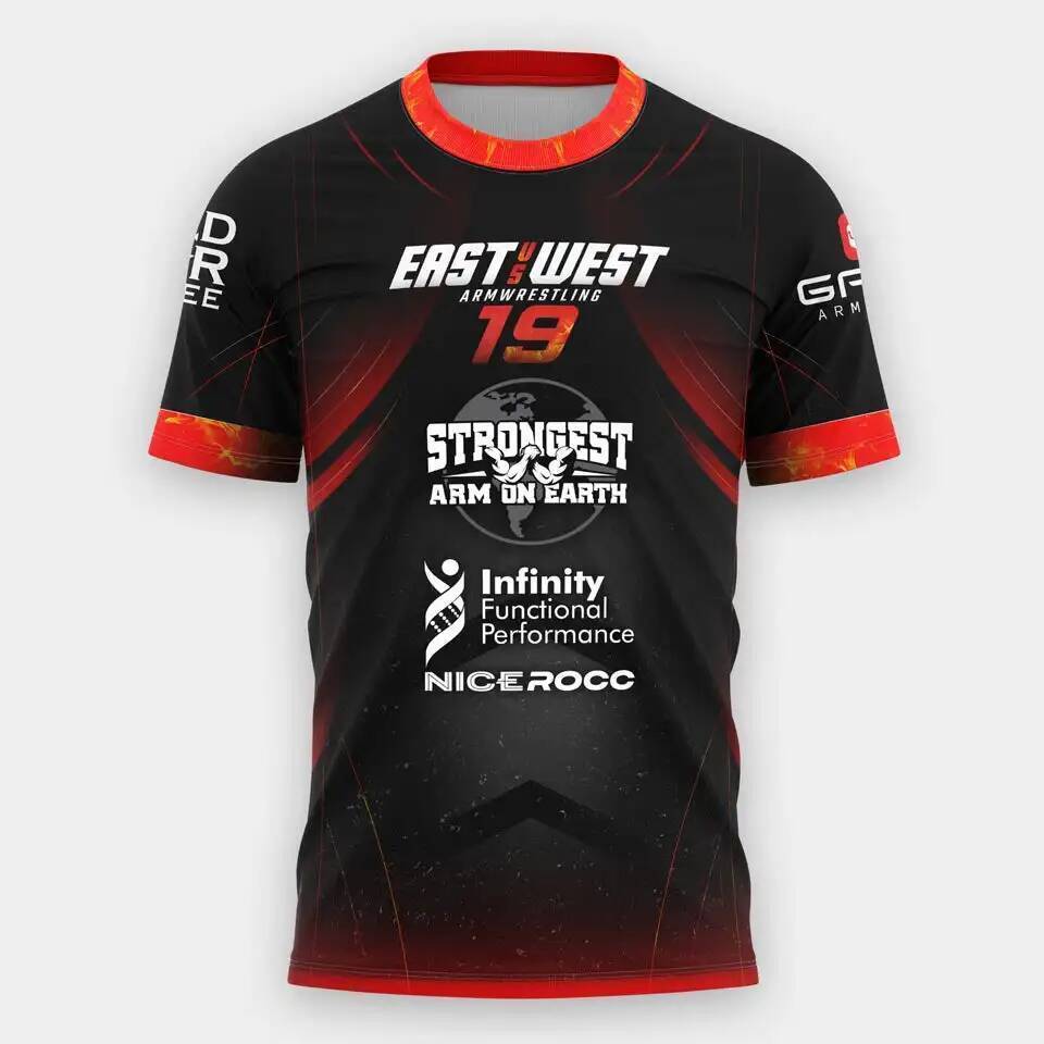 ฤดูร้อน East vs West Series 16 ถึง 21 Armwrestling เสื้อยืด Atlantic City ผู้ชาย Breathable Quick Dr