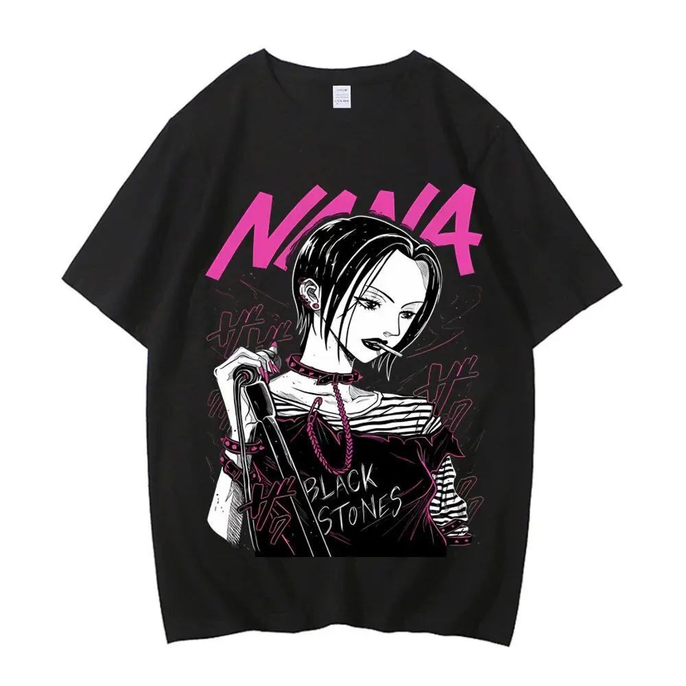Y2k Tops หินสีดํา Nana Osaki Cotton T เสื้อ Y2k กราฟิกพาสเทลความงาม Tshirt 2000s Kawaii สีพาสเทลอะนิเมะ 2000s T เสื้อ