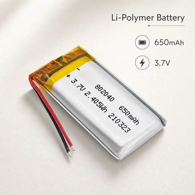 able 802040 Lipo Battery 3.7V 650Mah Lithium Polymer Cell For Mp3 Mp4 GPS LED Toy Bluetooth Headset