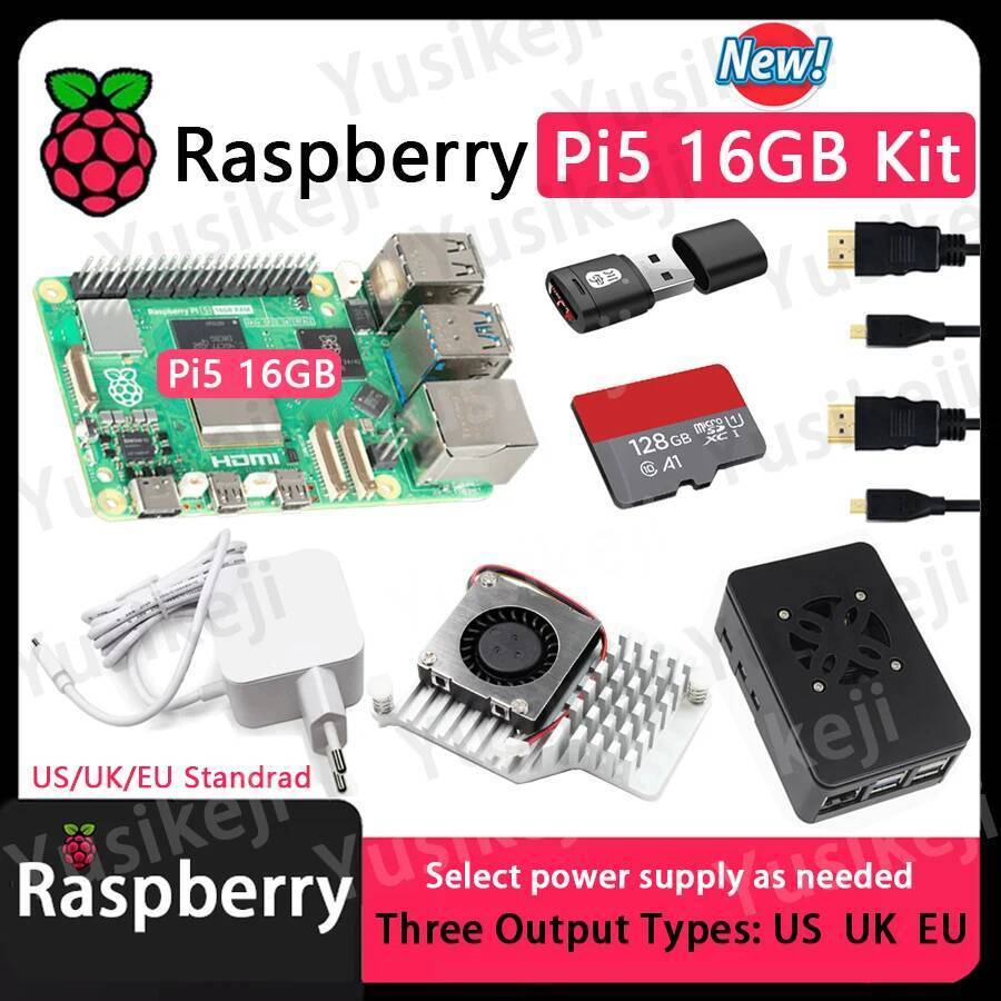 บอร์ด Raspberry Pi 5 16GB ดั้งเดิมและราสเบอร์รี่ Pi 5 16GB KIT (PI5 16GB+เคส+พัดลม+พาวเวอร์ซัพพลาย+ส