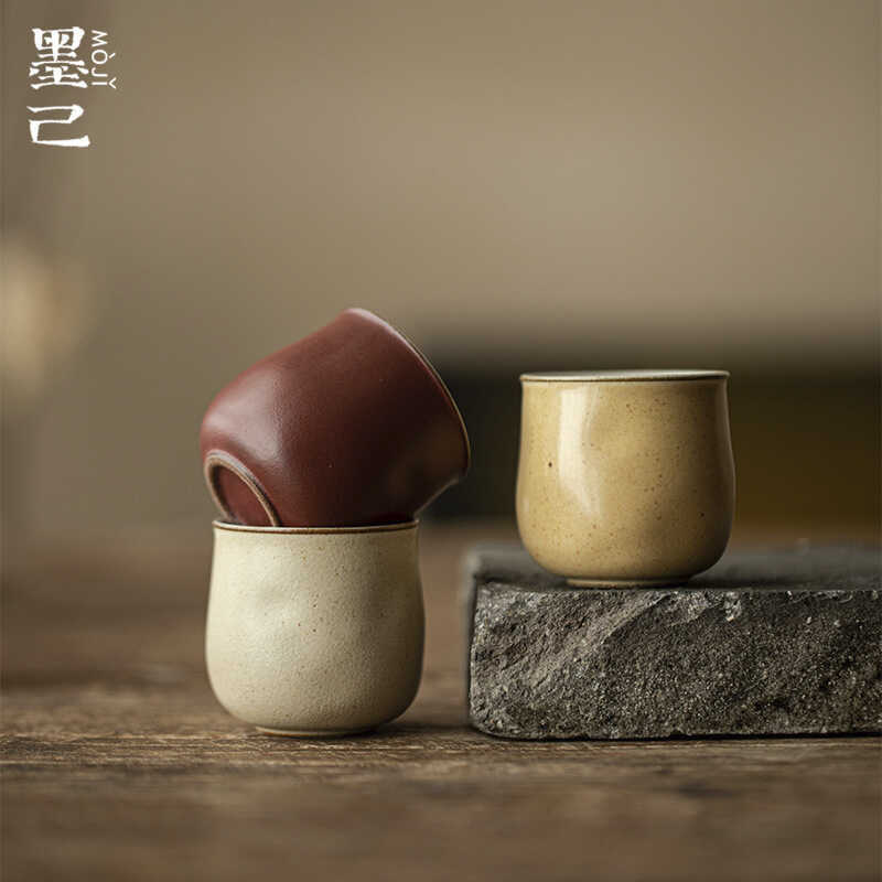 Moji สไตล์ญี่ปุ่นสโตนแวร์ขนาดเล็กถ้วยน้ําชา Kung Fu เครื่องมือโบราณโคลนชิมชา Lonely สไตล์ครัวเรือนดื