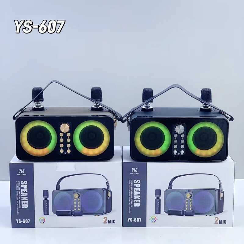 ใหม่ YS-607 ลําโพงบลูทูธไร้สาย KTV ซับวูฟเฟอร์สเตอริโอขนาดเล็ก All-in-One Audio ไมโครโฟนคู่