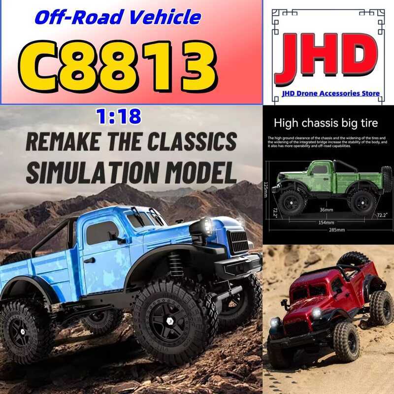 JHD สําหรับ 1:18 Full Scale จําลอง Jeep 2.4G 4WD RC มอเตอร์ปีนเขา Off-Road รุ่น JJRC C8813 รถของเล่น