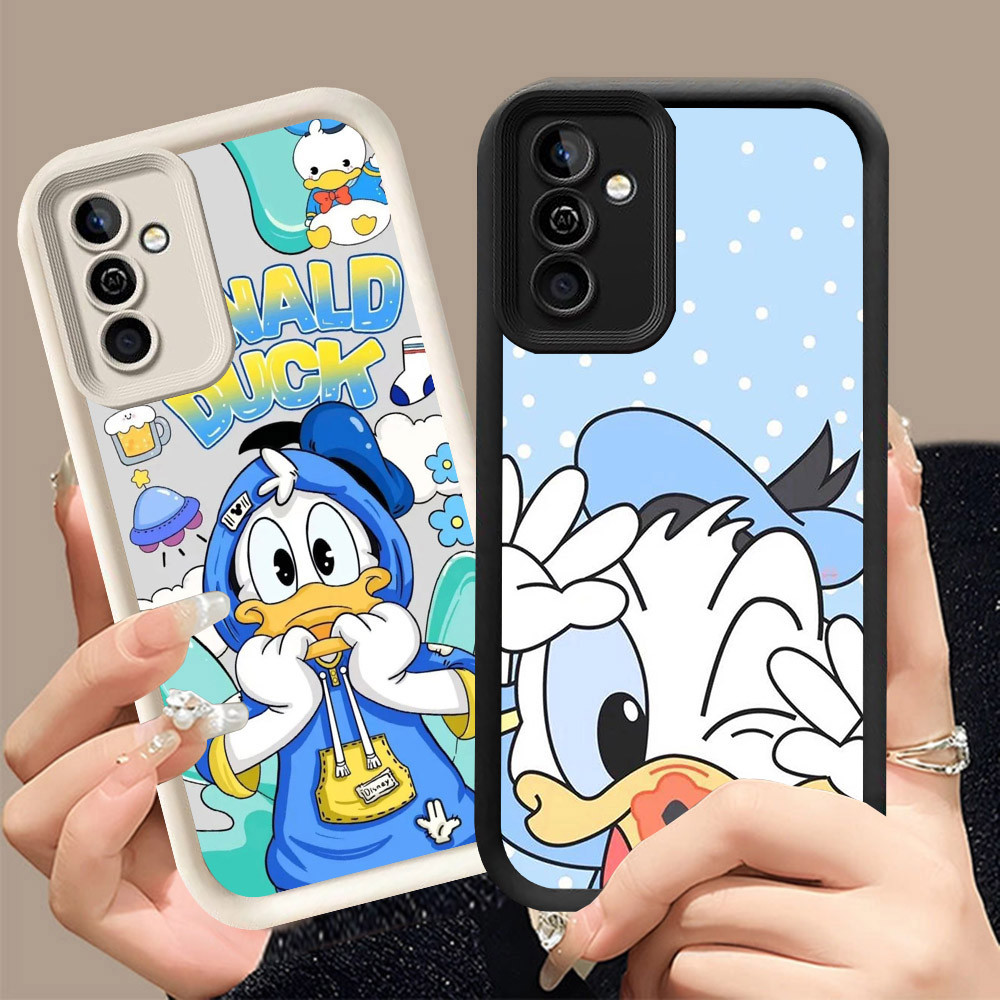 Q-13 Donald Duck ขาวดำเคสโทรศัพท์หรับ Samsung A54 A56 A36 A37 A55 A35 A16 5G ปกสีชมพู