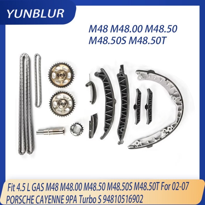 Engine Timing Chain Kit Fit 4.5 L T V8 GAS M48 M48.00 M48.50 M48.50S M48.50T For 02-07 PORSCHE CAYE