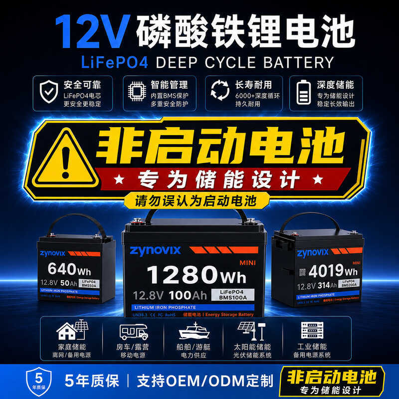 แบตเตอรี่ลิเธียมไอออนฟอสเฟตสำหรับเก็บพลังงาน 12.8V 100Ah 314Ah สำหรับระบบโซลาร์เซลล์แบบออฟกริด ขายส่