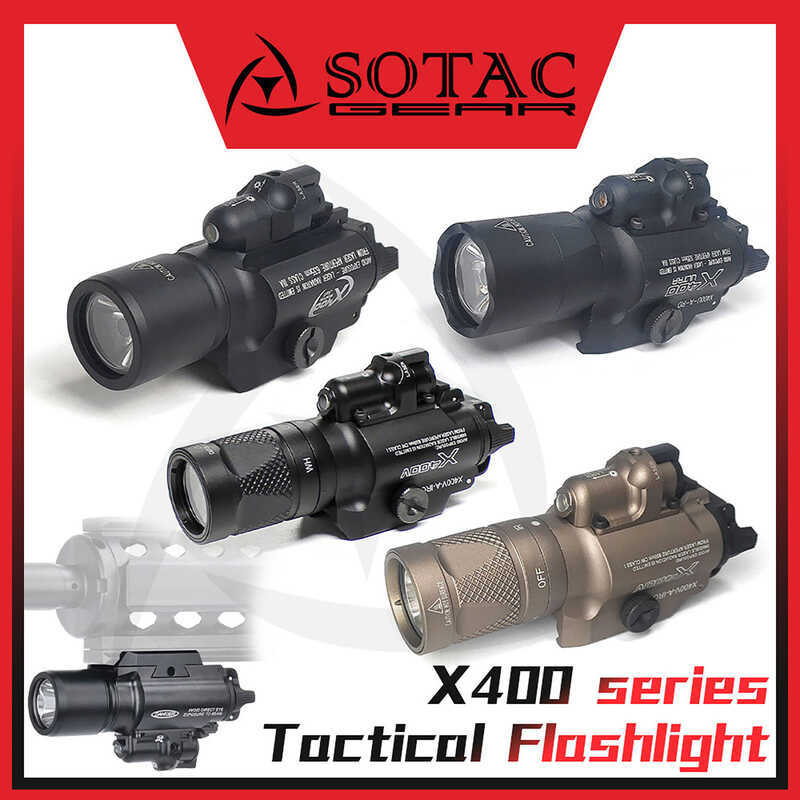 SOTAC-GEAR โลหะ X400 X400U X400V IR Scout Light LED & Red La-ser ยุทธวิธีไฟฉาย Fit For20mm Picatinny