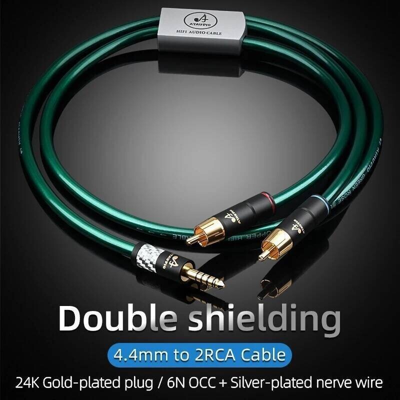 ATAUDIO HIFI 4.4 มม.5 เสาชาย Balanced ถึง 2RCA อัพเกรดสาย 7N OCC และ silver สายชุบสําหรับ pha2a wm1a