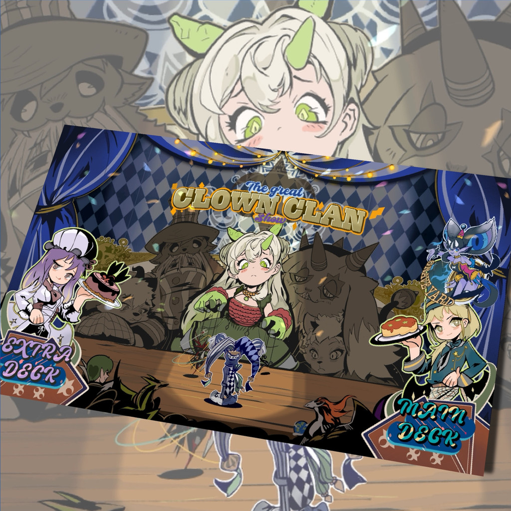 ต้นฉบับ DIY P5 Art Style Yugioh Clown Clan Figure Play Mat Yu-Gi-Oh! Trading Card Games Mat Duel Pla