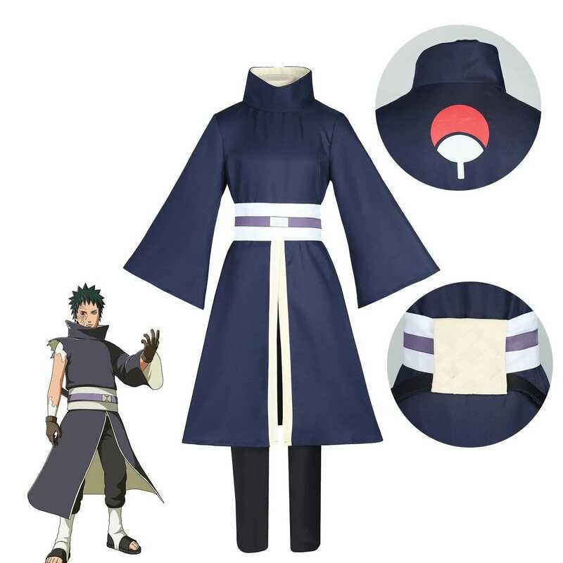 W Halloween Uniform Anime Uchiha Obito Cosplay Costume Coat Elastic Pants Belt Gloves Cos Conventio