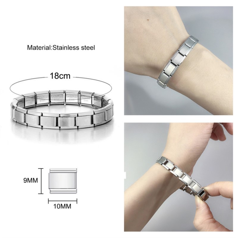 9mm Elastic Charm Chain Link สัตว์ Cross Eye Stripe สแตนเลสเครื่องประดับอิตาลี DIY Original Design สร้อยข้อมือ - รูปที่ 3