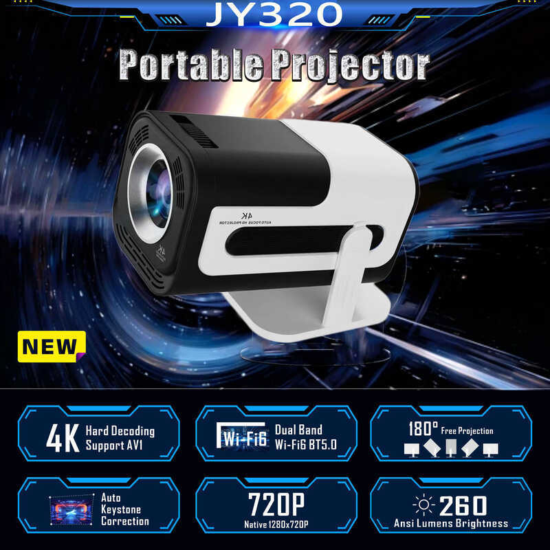 ขายตรงจากโรงงาน JY320 โปรเจคเตอร์ Android Smart 4K Home โปรเจคเตอร์ทีวีไร้สาย