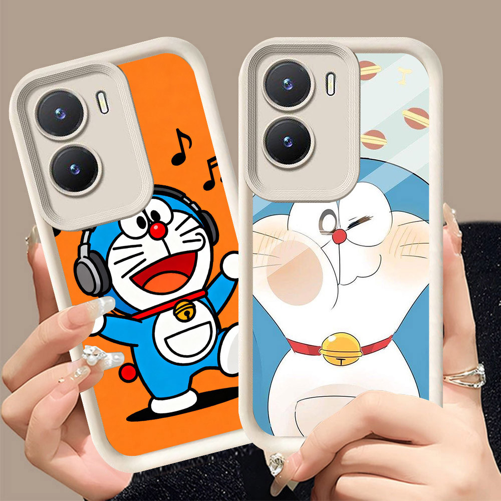 Q-6 Doraemon cute ขาวดำเคสโทรศัพท์หรับ VIVO IQOO Z7i Y01A Y02S Y15S Y15A Y16 Y01 ปกสีชมพู