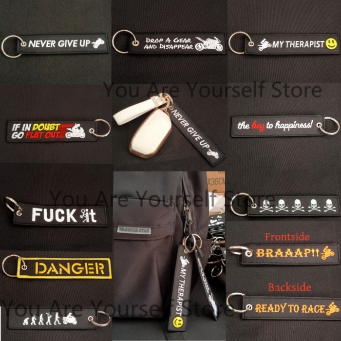 Embroidery Motorcycle Keychain Key Holder Backpack car key keychain Moto llaveros Key chain Customi