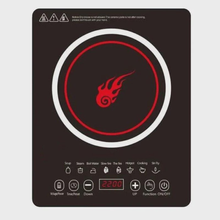 Desktop 2200W Induction Cooker 220V Black Microcrystalline Panel Induction Cooker Household Hot Pot