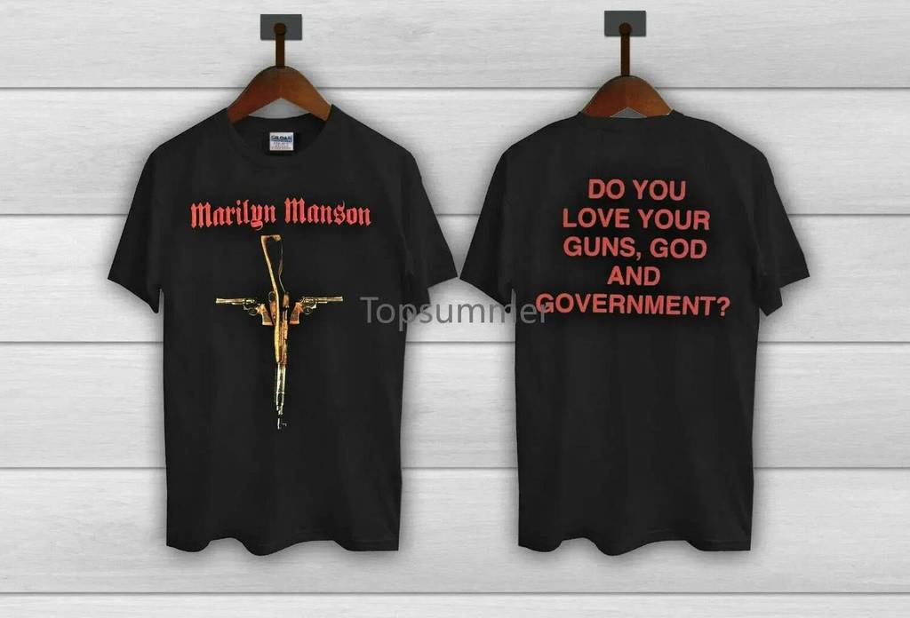 หายาก! Verry Vtg Marilyn Manson 2000 Guns God And Gative Tour เสื้อยืด