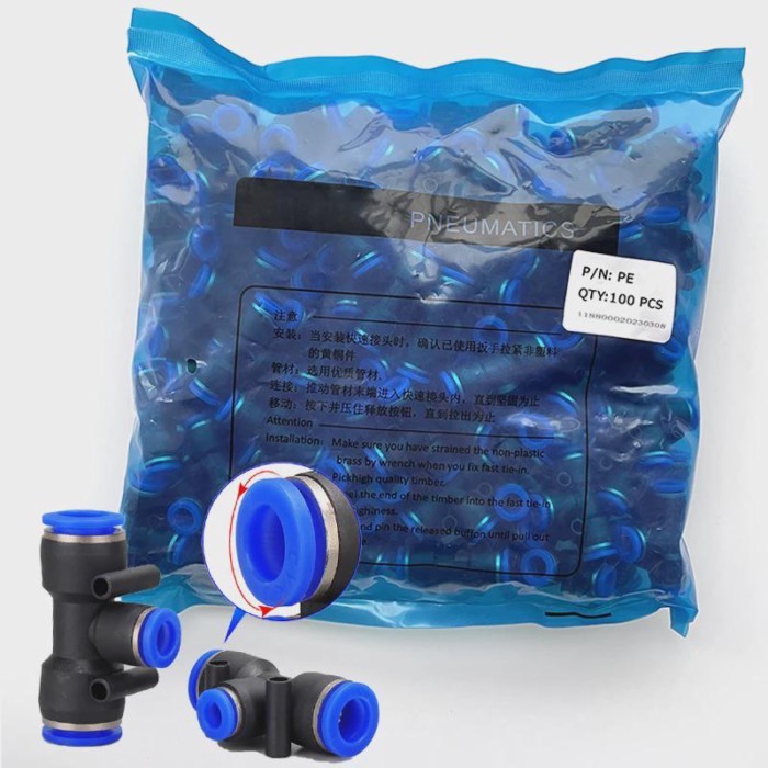 100pcs 50pcs Lot PE Pneumatic Fittings Fitting Plastic T Type 3-way For 4mm 6mm 8mm 10mm Tee Tube Q