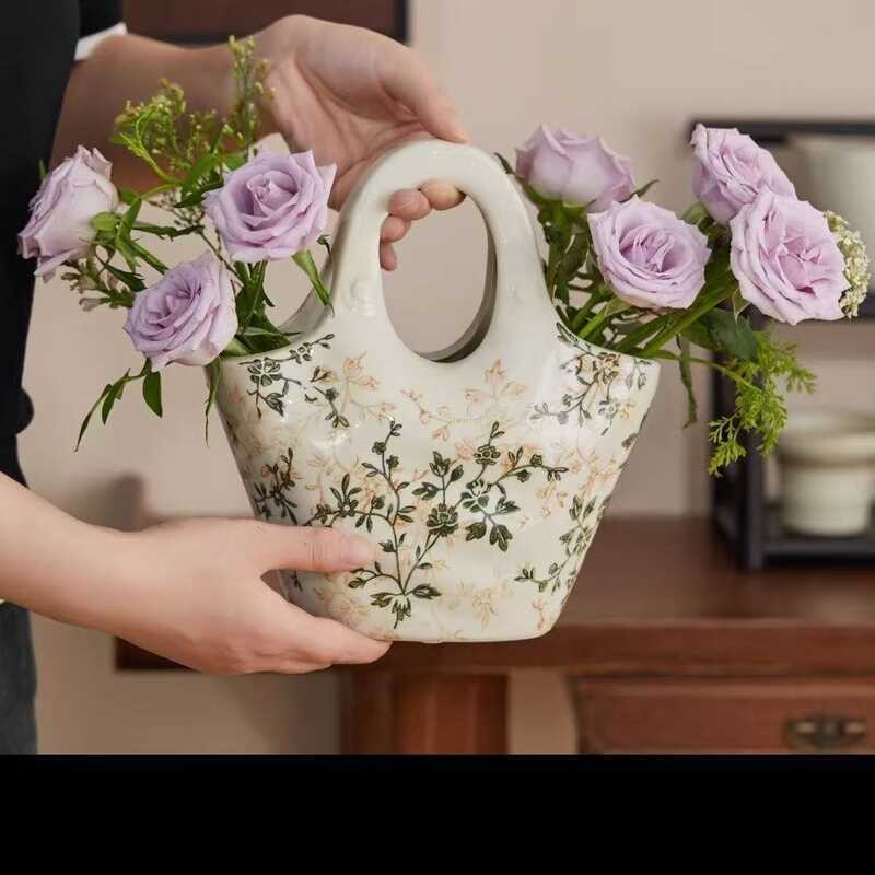 amic Vase Chinese Living Room Flower Arrangement Hydroponic Creative French Retro Rustic Style High