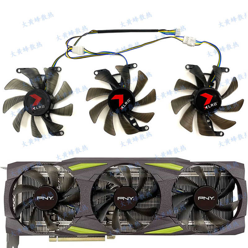 P PNY/PNY/PNY RTX3070ti 3080 3080ti 3090 Triple พัดลมการ์ดกราฟิก T129215เป็น