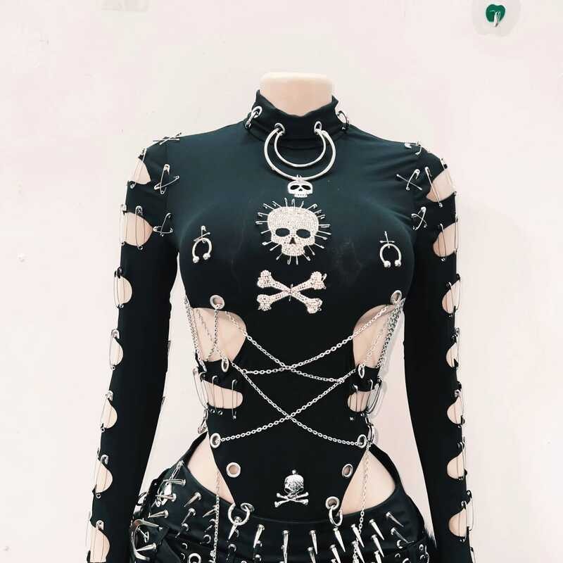 ▥ Vintage Tops Skull Y2kเสื้อผ้าy2k Crop Top Y2kแฟชั่นgothicเสื้อผ้าfairy Grungeเซ็กซี่top Haru