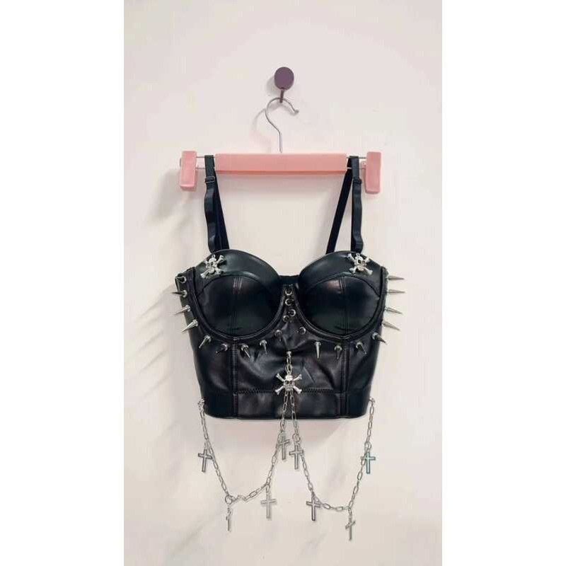 ▥ เสื้อผ้า Gothic Tank Tops เซ็กซี่ Y2k Crop Skull Top Vintage Tops Haruku แฟชั่น