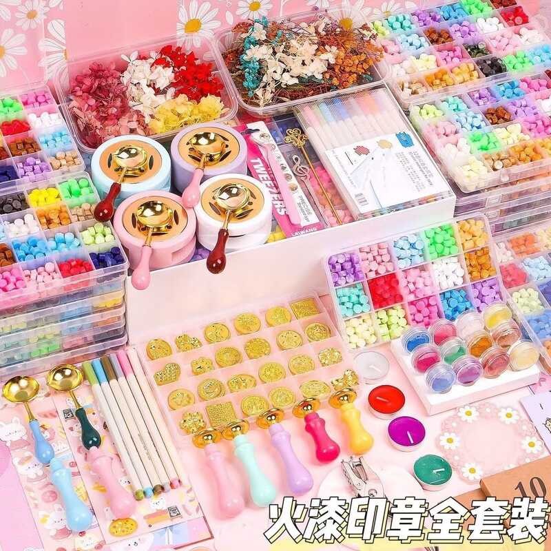 Fire Kirin Seal Fire Lacquer Seal Set Wax Pellets Full Set เด็กผู้หญิง Mini Caron Pearlescent ราคาถู