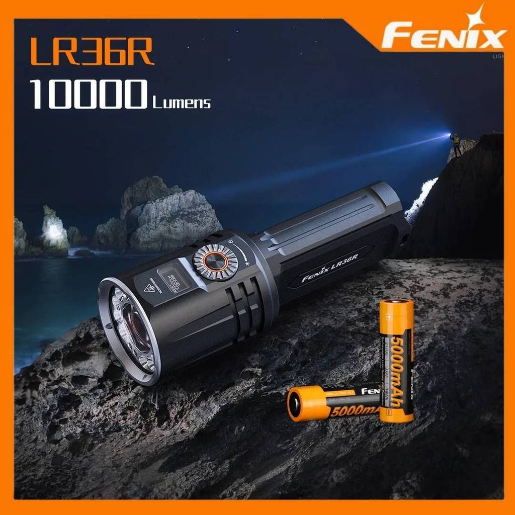 ไฟฉาย Fenix LR36R ส่องสว่าง 10,000 ลูเมน มุมมองไกลถึง 1260 เมตร เหมาะสำหรับเดินป่า ตั้งแคมป์ และตกปล