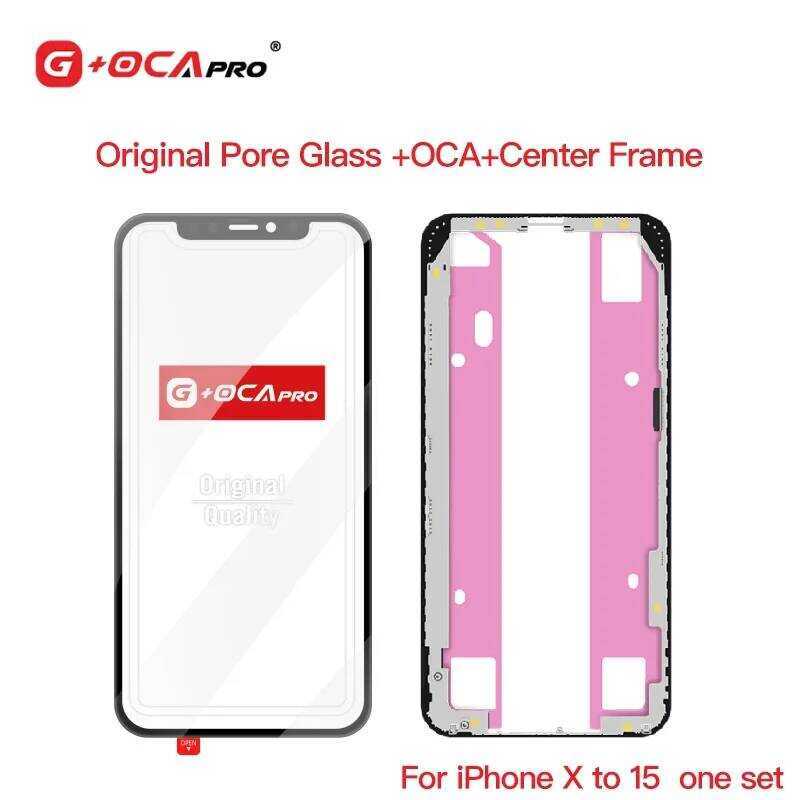 G+OCA Pro 1 ชุด สำหรับ iPhone X XS Max 11 12 13 14 15 กระจกหน้าจอด้านนอก OCA พร้อมกรอบกลางและกาวสำหร