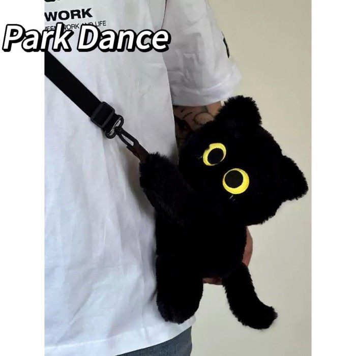 [โปรโมชั่นวันหยุดฤดูร้อน] ตุ๊กตา Dumpling Cat Puppy Bag Plush Cute Cat Messenger Bag Black Cat Orang
