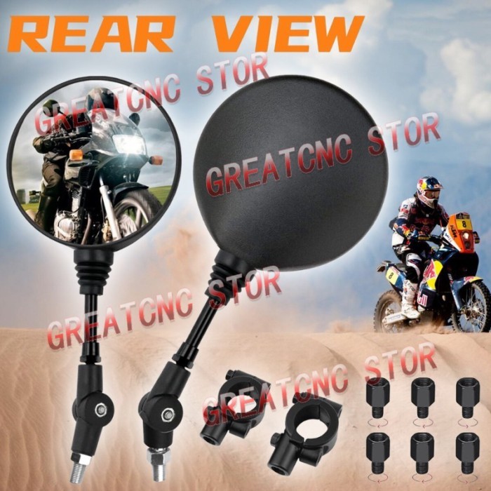A Pair Black Universal Mirror Motorcycle Rearview Mirror Anti-fall Folding Round Mirror Motorcycle