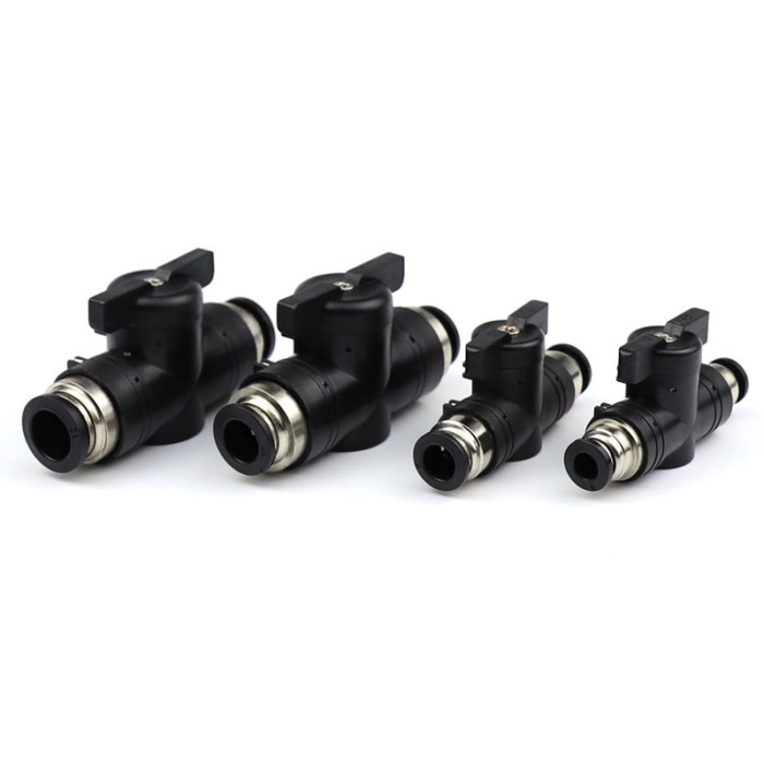 BUC 4mm 6mm 8mm 10mm 12mm Black Pneumatic Push In Quick Joint Connector Hand Valve To Turn Switch M