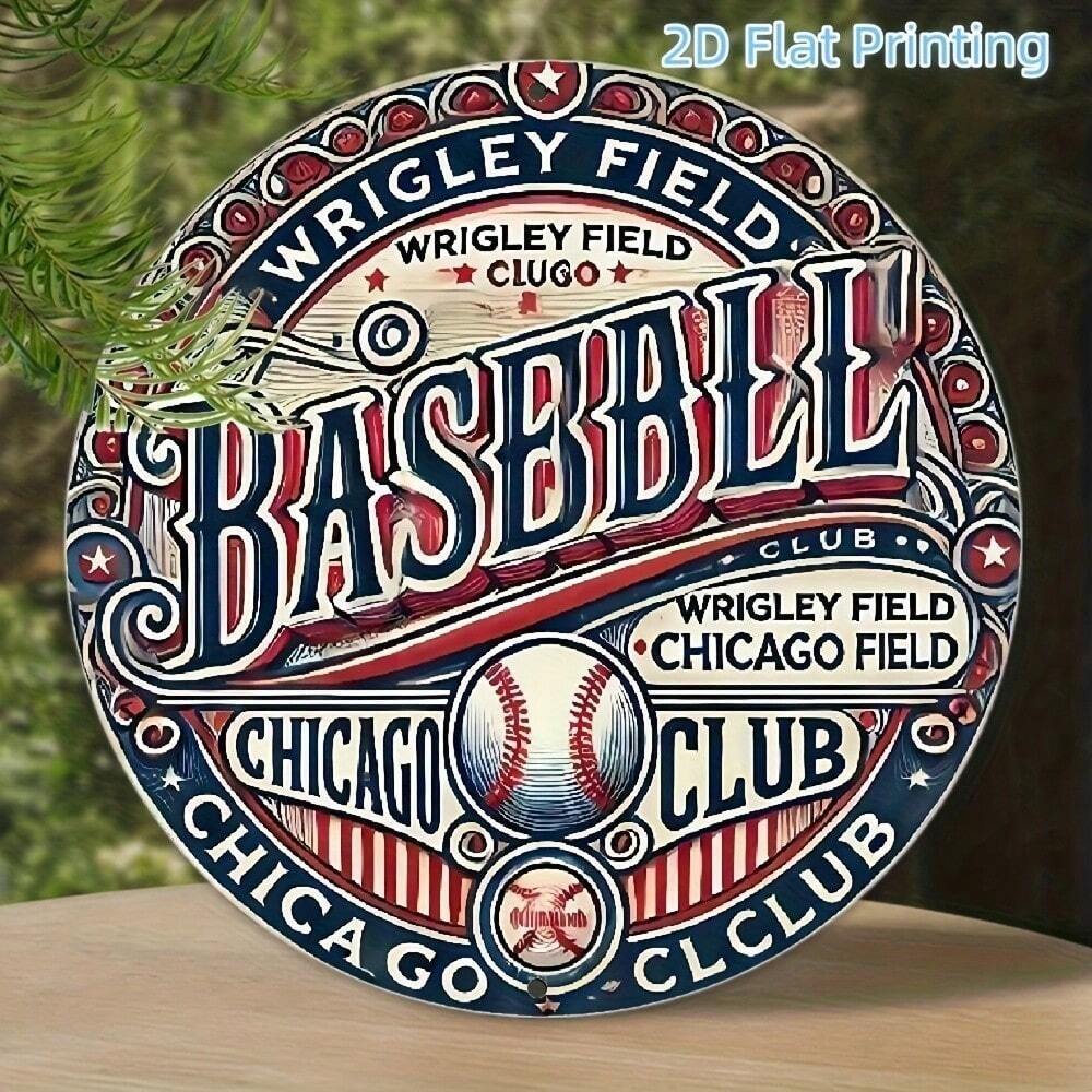 Wrangler ป้ายดีบุกโลหะ - Vintage เบสบอลตกแต่ง 30x30 ซม.รอบ, Retro Wrigley Field Bar Man Cave กีฬา Me