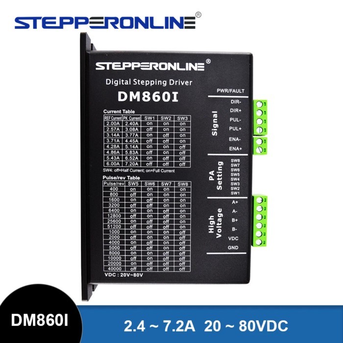 STEPPERONLINE DM860I Stepper Motor Driver 20-80VDC 2.4-7.2A for Nema 34 Stepping Motor Controller C