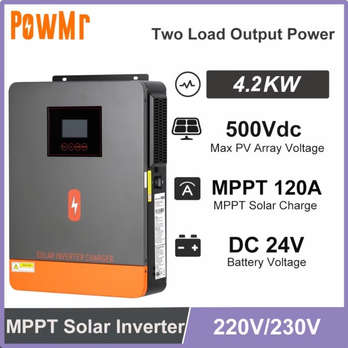 PowMr 4.2KW Home Inversor DC 24V to 230VAC Off Grid Hybrid Inverter 120A MPPT Solar Charge Max PV 5