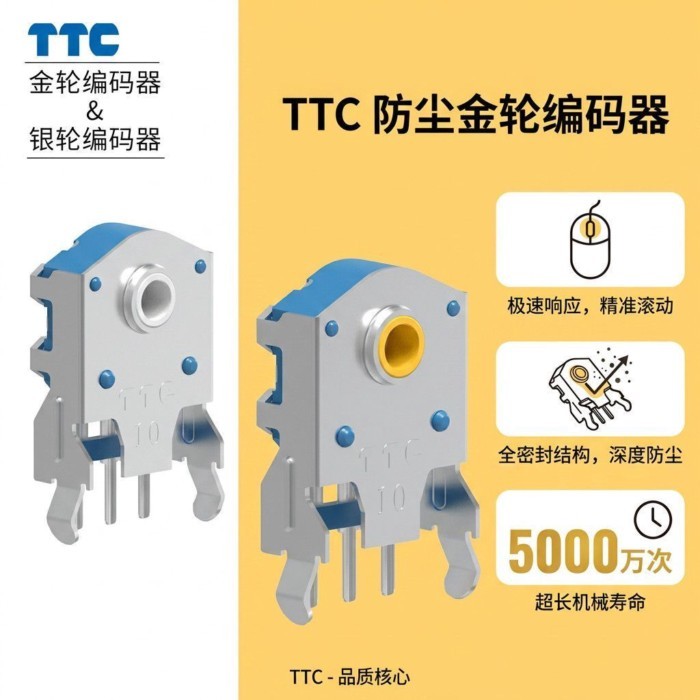 TTC Gold Wheel Silver Wheel Dust-proof Encoder เมาส์สําหรับเล่นเกม Logitech เหมาะสําหรับ GPW ลูกกลิ้