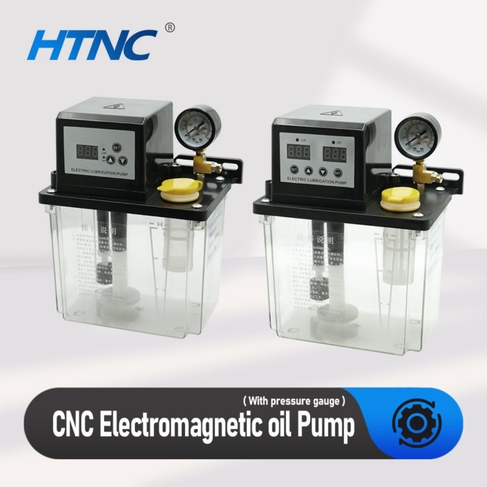 Automatic CNC Lubrication Pump 1L 2L AC110V 220V Oil Pump Pressure Gauge Electromagnetic Output 6mm