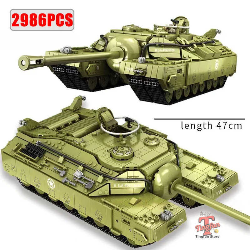 T28 Er Heavy Tank Building Blocks Set Ww2 Armored Tank Weapons Soldiers Bricks Adults Toys For Kids