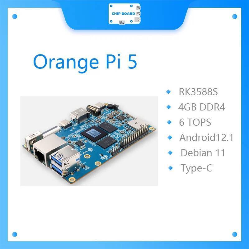 สีส้ม Pi 5 4GB RK3588S,PCIE โมดูลภายนอก WiFi + BT,SSD Gigabit Ethernet คอมพิวเตอร์บอร์ดเดี่ยว, Run A