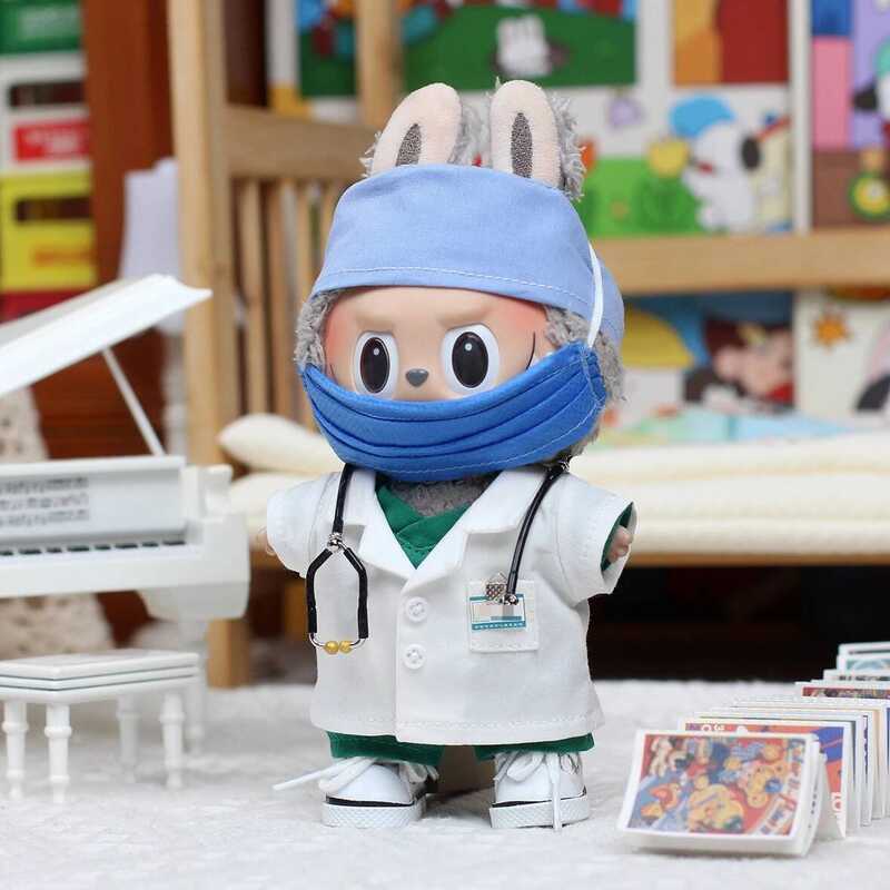 C Labubu Accessories For 15-17Cm Labubu Doctors Nurses Community Volunteers Work Clothes Doll Acces