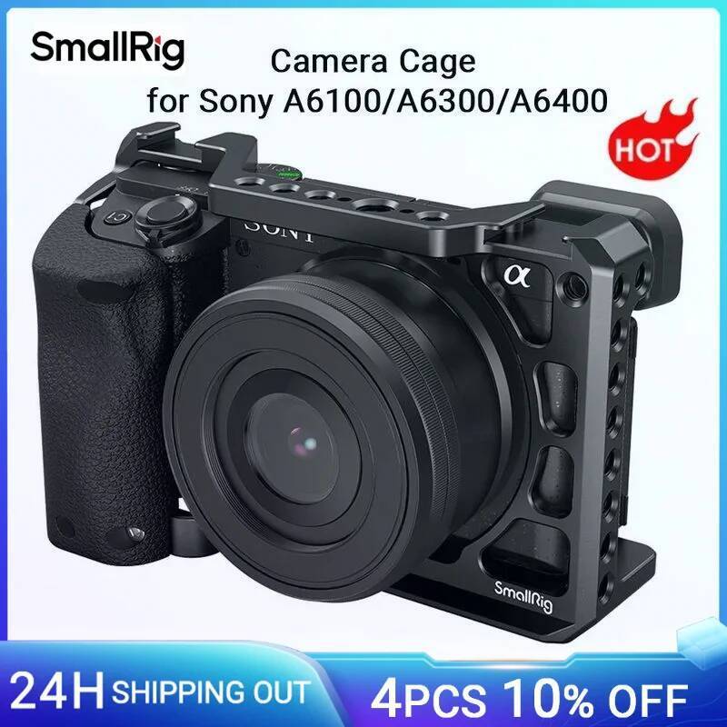 TC SmallRig DSLR A6400 กล้องกรงซิลิโคน Handle Handgrip & Cold Shoe ,Case Rig ชุดสําหรับ Sony A6100 /