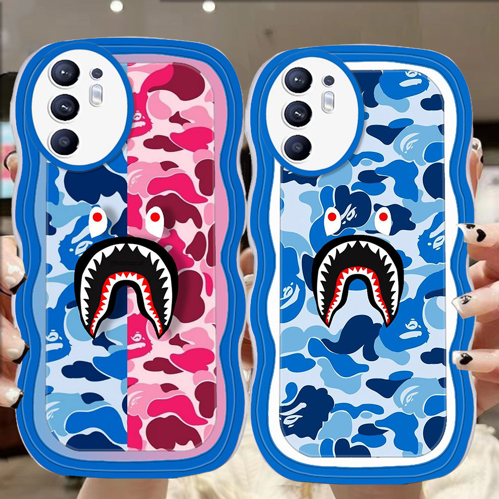 A-64 bape shark TPU Casing สําหรับ OPPO Reno 4 4F 6 5 Lite 5G เคสใส