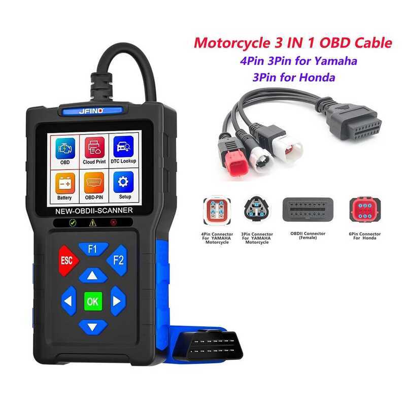 เครื่องสแกน OBD2 อ่านรหัสข้อผิดพลาด JFIND JF700 อุปกรณ์วินิจฉัยรถยนต์และมอเตอร์ไซค์ OBDII ทดสอบแรงดั