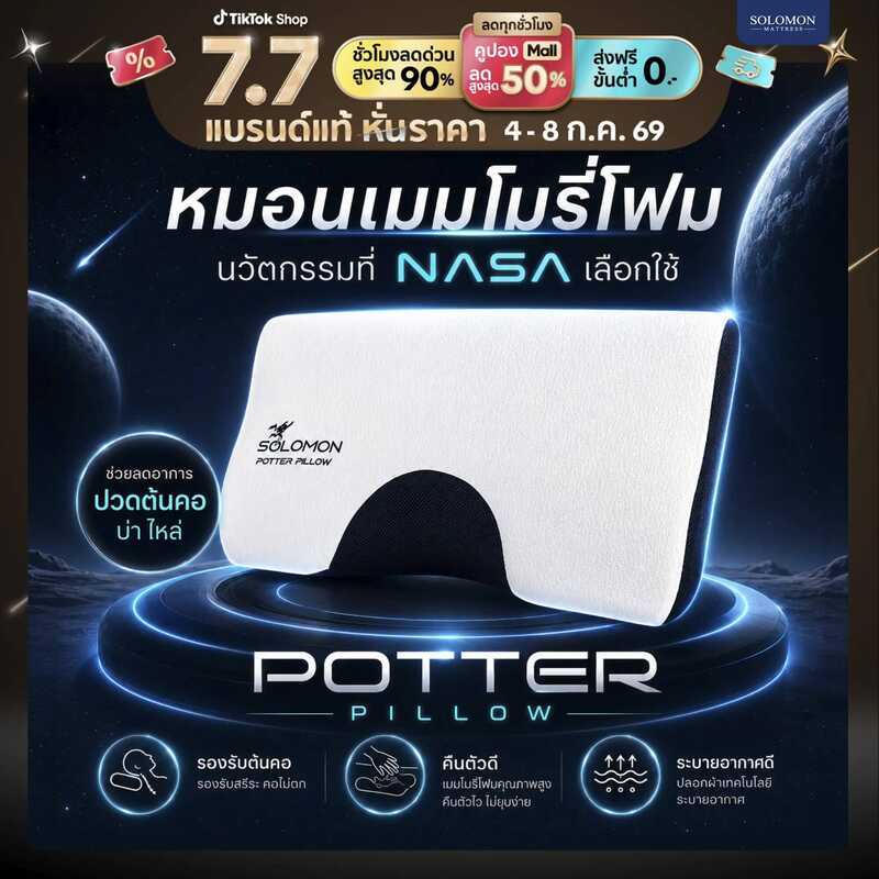 Solomon หมอนเมมโมรี่โฟมนวัตกรรม NASA รุ่น Potter Pillow