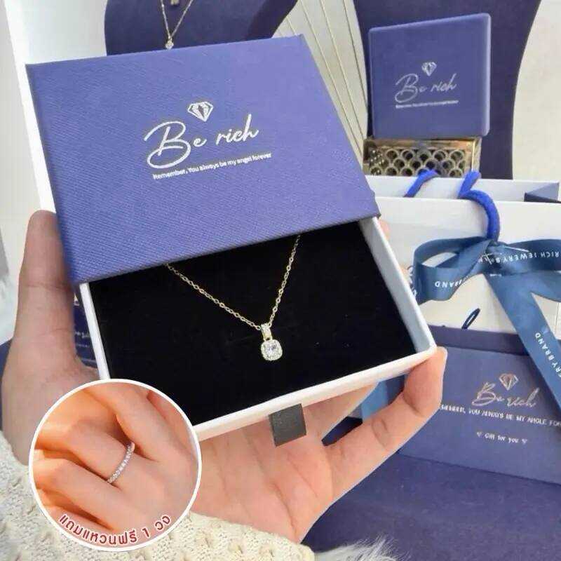 322 Br_04 สร้อยคอ [สีทอง] รุ่น The Solitaire Radiance (เพชรเม็ดเดียว) แบรนด์ BE RICH *แถมแหวน* ยินด